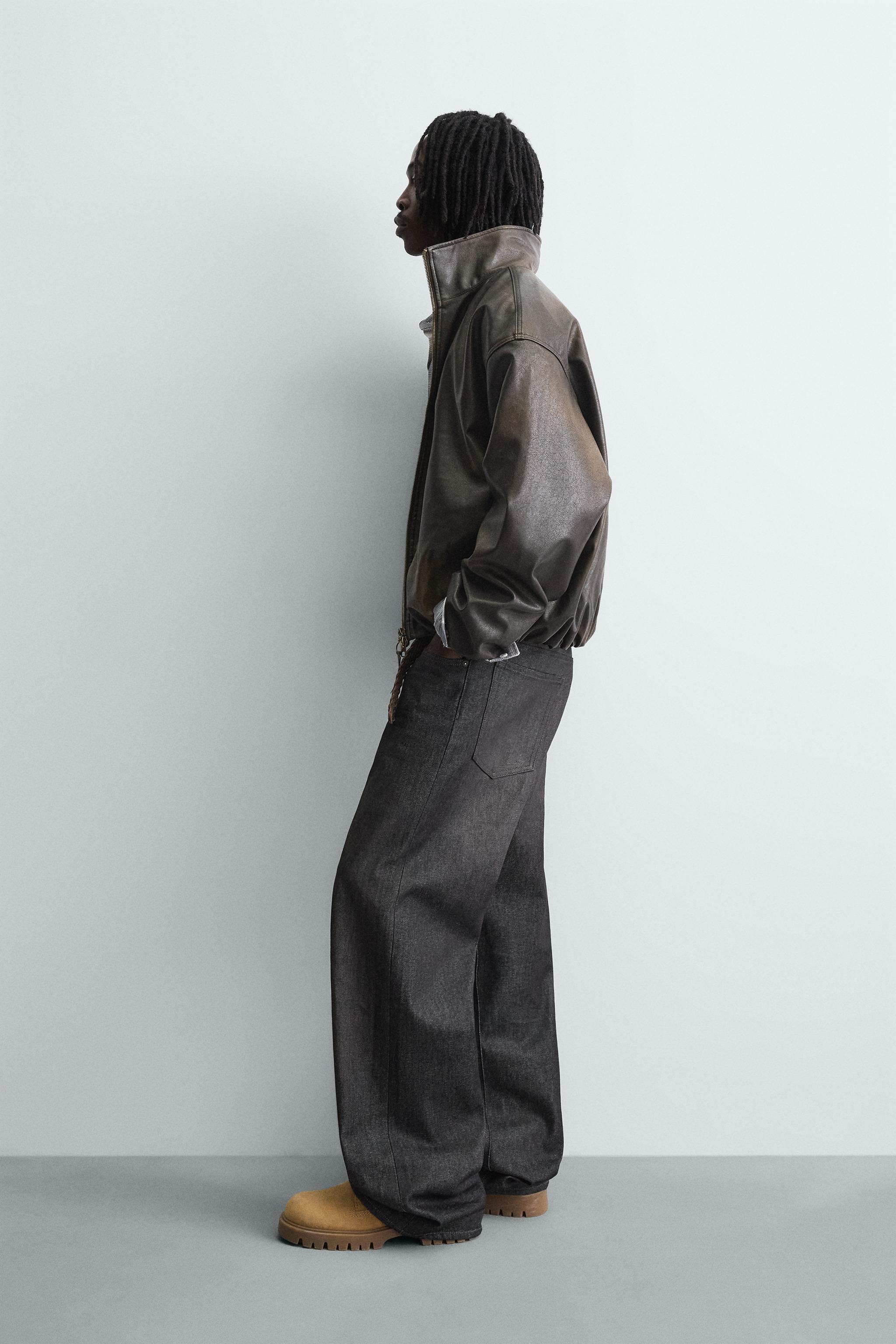 BLOUSON EN MATIÈRE SYNTHÉTIQUE EFFET DÉLAVÉ